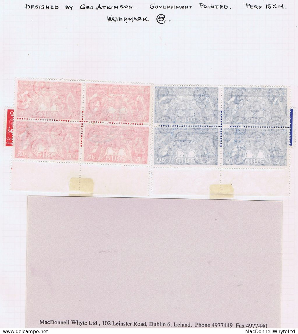 Ireland 1939 US Constitution 2d And 3d, Mint Marginal Blocks Of Four Plus Two Used Sets, On Album Page - Ungebraucht