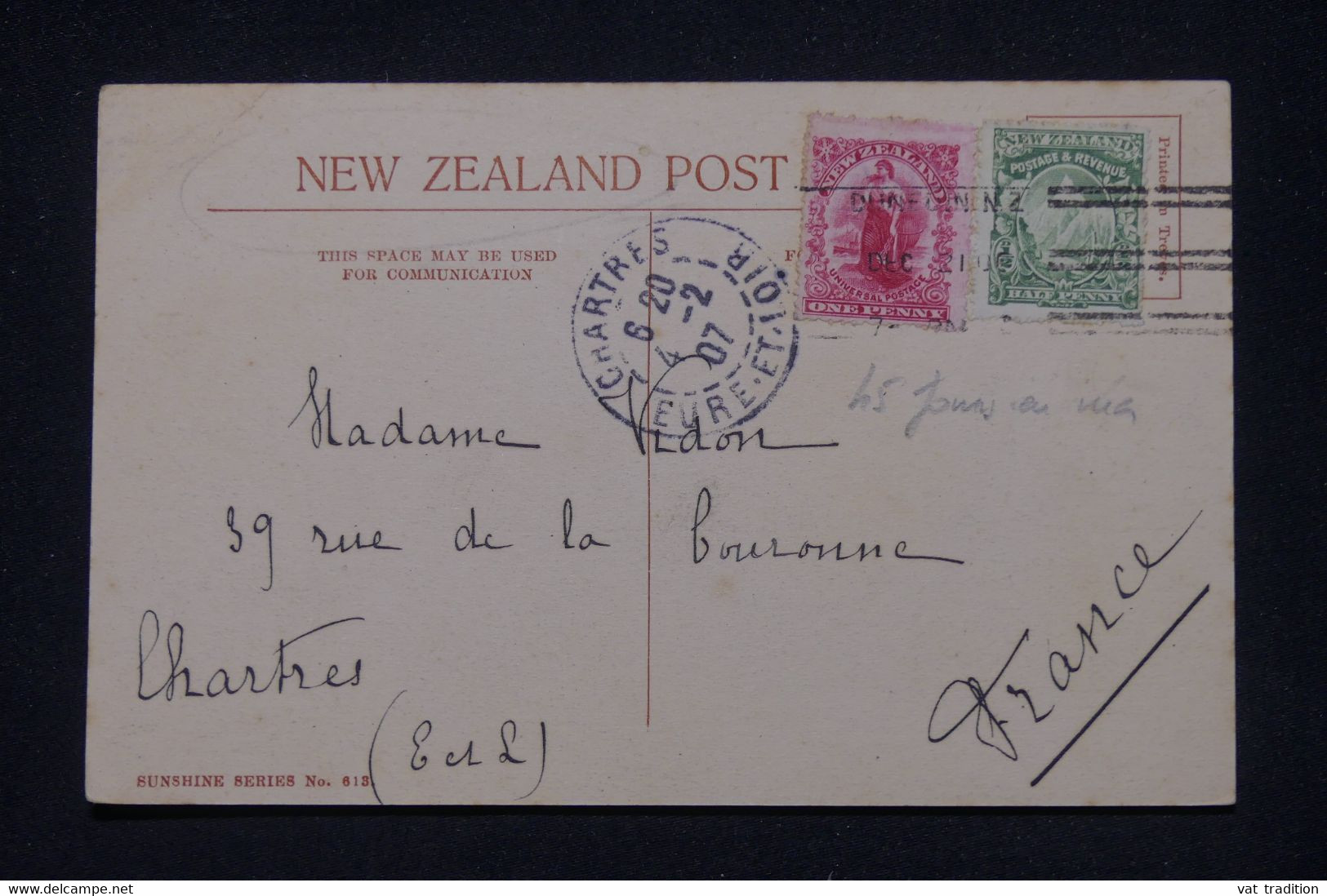 NOUVELLE ZÉLANDE - Carte Postale De Dunedin Pour La France En 1907 - L 139784 - Cartas & Documentos
