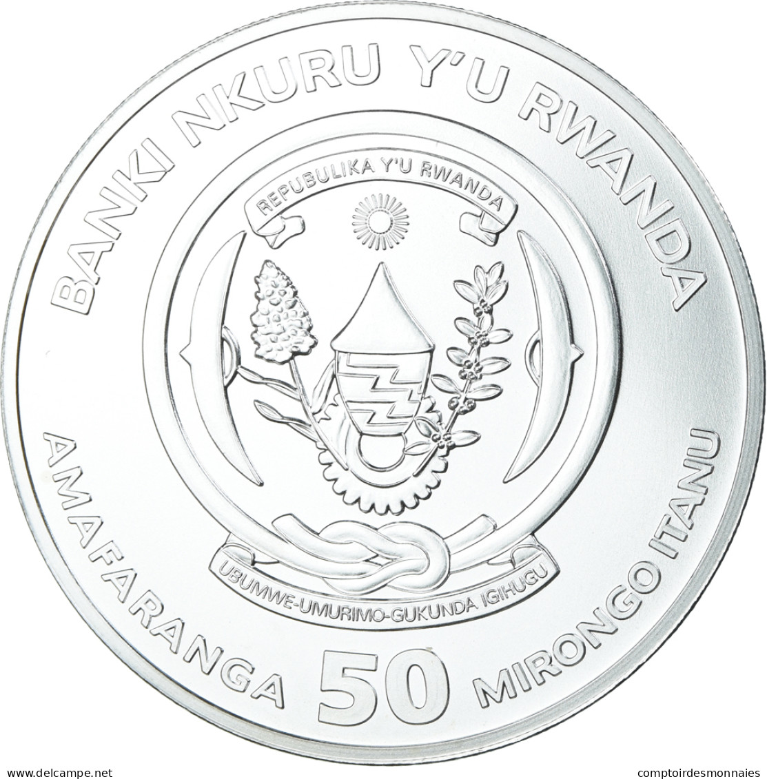 Monnaie, Rwanda, Okapi, 50 Amafaranga, 1 Oz, 2021, BE, FDC, Argent - Rwanda