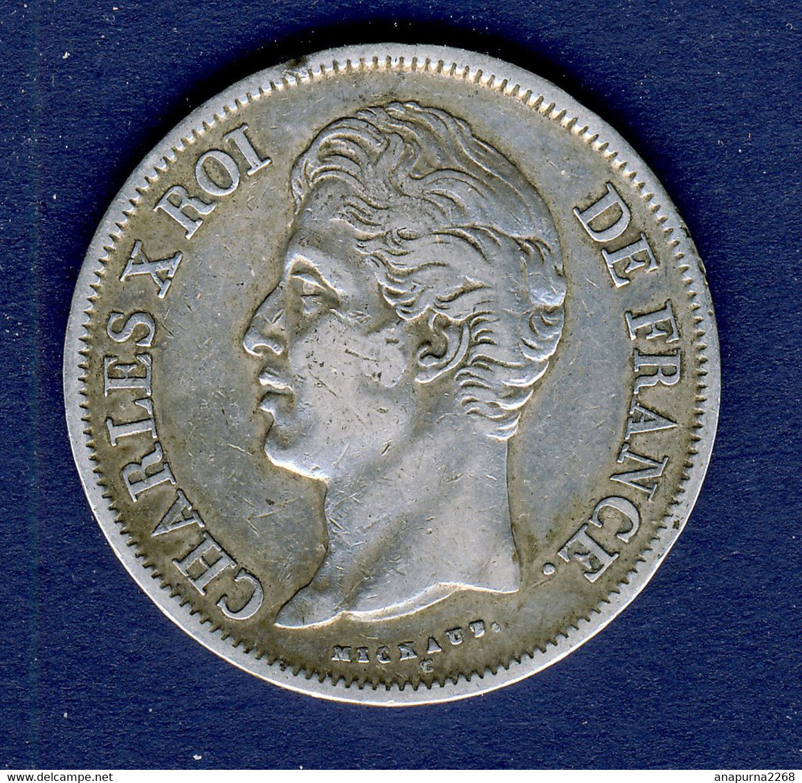 5 FRANCS... ARGENT...CHARLES X.....1829 W....TRANCHE EN CREUX - 5 Francs