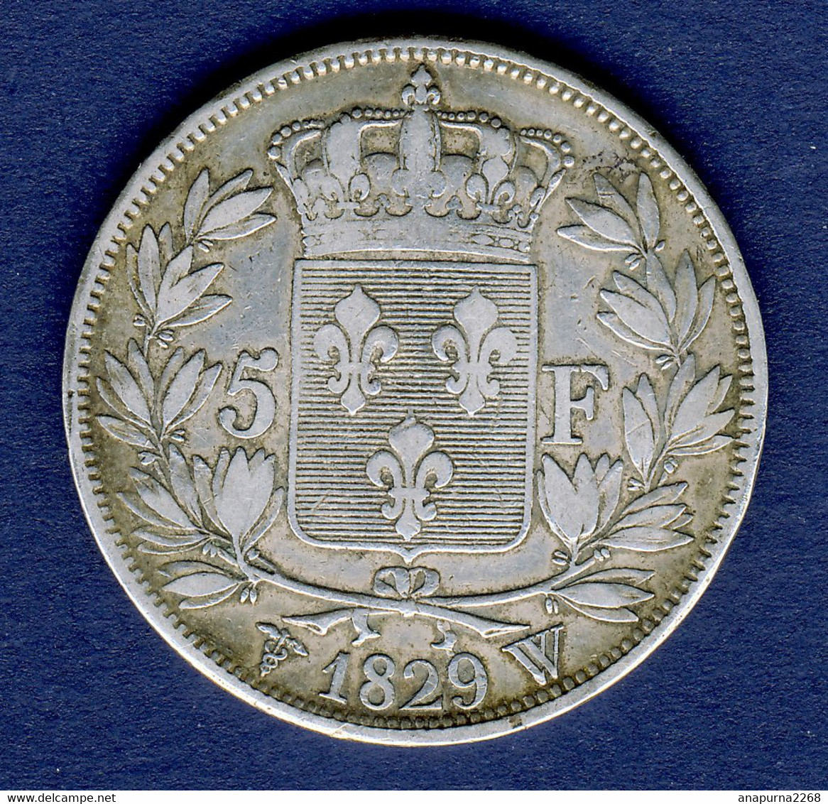 5 FRANCS... ARGENT...CHARLES X.....1829 W....TRANCHE EN CREUX - 5 Francs