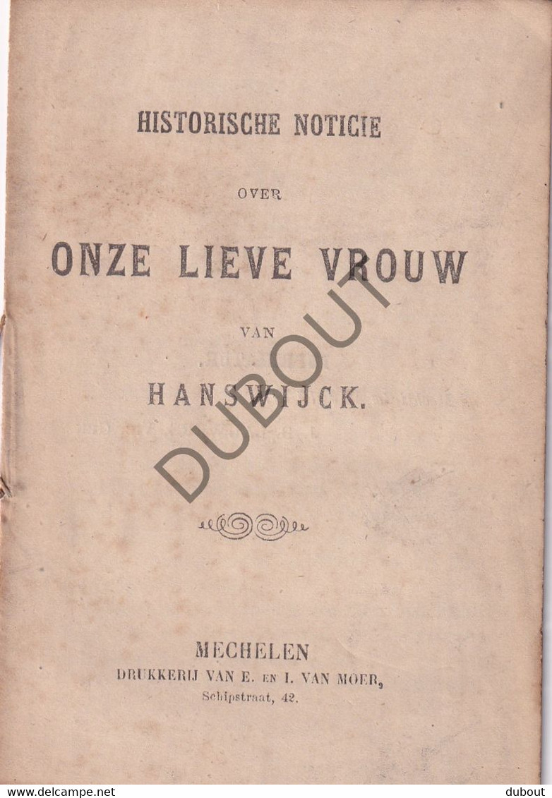 Noticie Over Onze Lieve Vrouw Van Hanswijck, Mechelen - 1876 (W174) - Antique