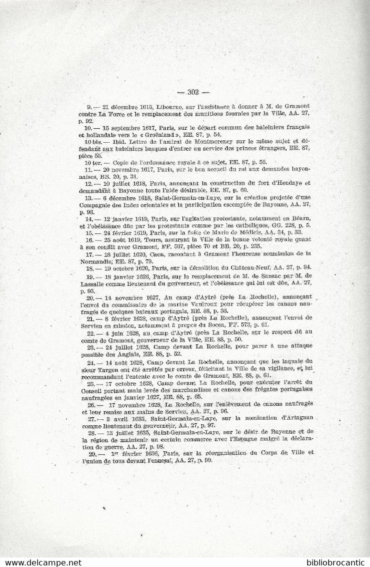 *BAYONNE SOUS L'ANCIEN REGIME*T.III  // LETTRES MISSIVES par René CUZACQ et J.-B. DETCHEPARRE /E.O. 1935