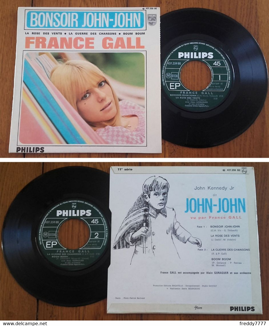 RARE French EP 45t RPM BIEM (7") FRANCE GALL «Bonsoir John-John» (1966) - Collector's Editions