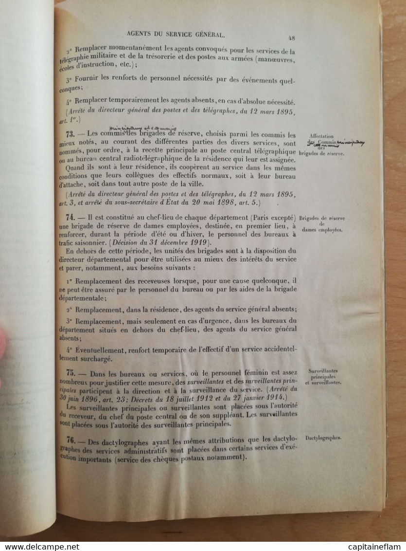 L44 - 1923 Instruction Générale Des Postes Et Des Télégraphes   Fascicule IIA (personnel-constitution Du Personnel) - Administraciones Postales