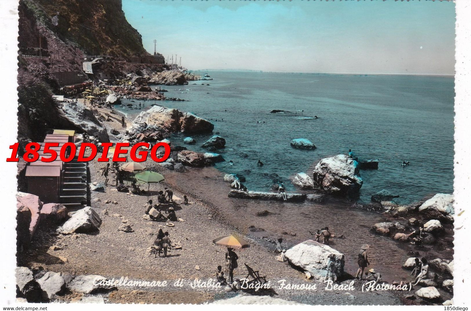 CASTELLAMMARE DI STABIA  - BAGNI FAMOUS BEACH ( ROTONDA )  F/GRANDE VIAGGIATA 1961 ANIMAZIONE - Castellammare Di Stabia