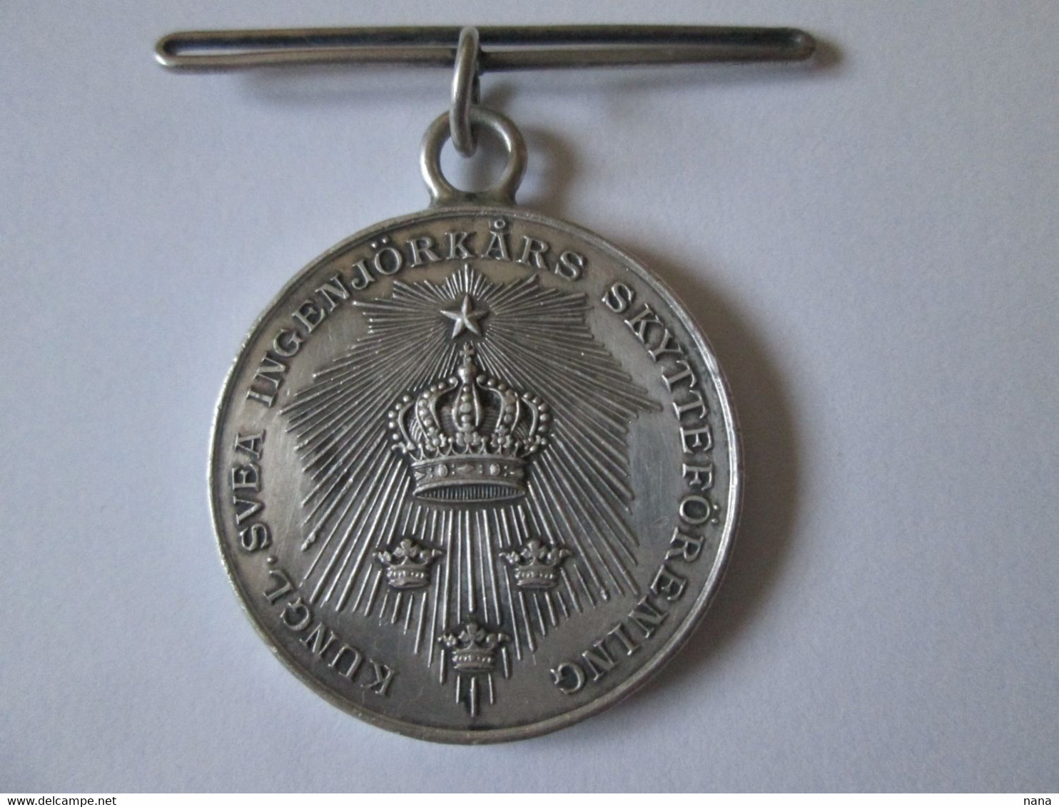 Rare! Sweden Royal Svea Engineering Corps Shooting Association Vintage Silver Medal - Gewerbliche