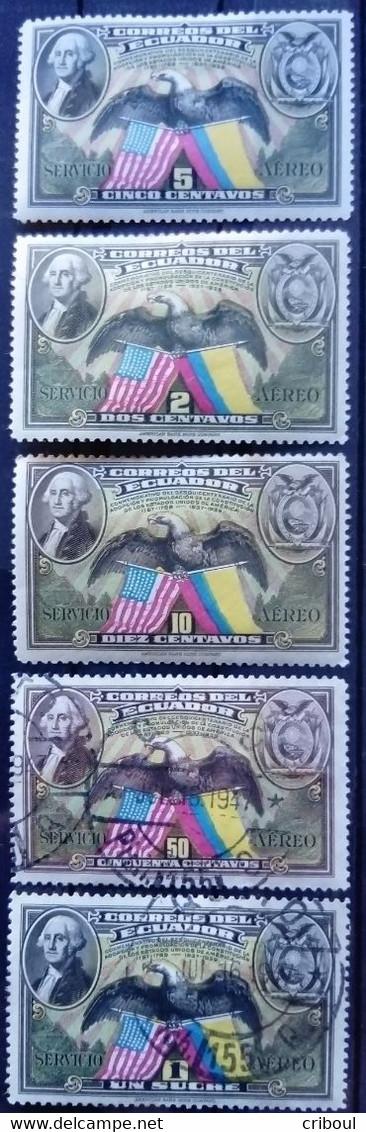 Equateur Ecuador 1938 Washington Yvert PA 58 59 60 62 63 O/* Used/MH - George Washington