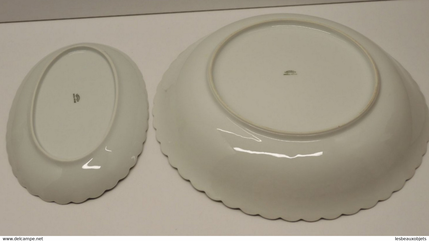 *1 PLAT ROND CREUX & 1 RAVIER PORCELAINE BLANCHE LIMOGES FRANCE déco TABLE   E