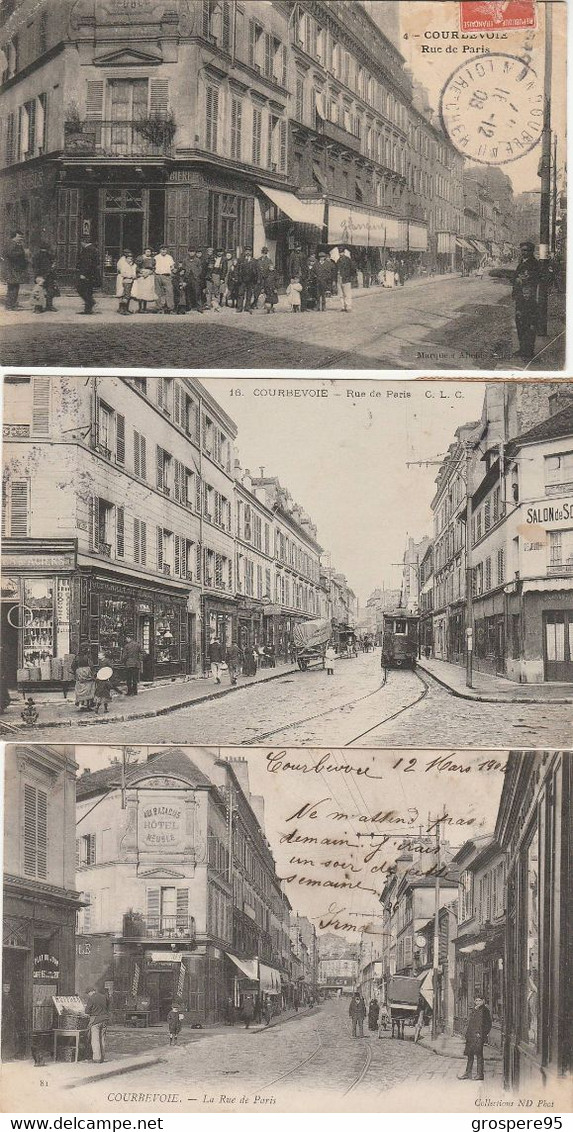 COURBEVOIE RUE DE PARIS 3 CPA 1904 1905 1908 - Courbevoie