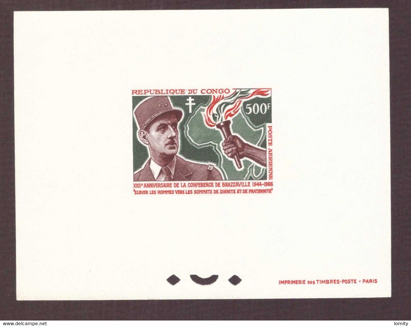 Congo épreuve De Luxe Poste Aérienne APn°38 Général De Gaulle 1966 Anniversaire Conférence De Brazzaville - Neufs
