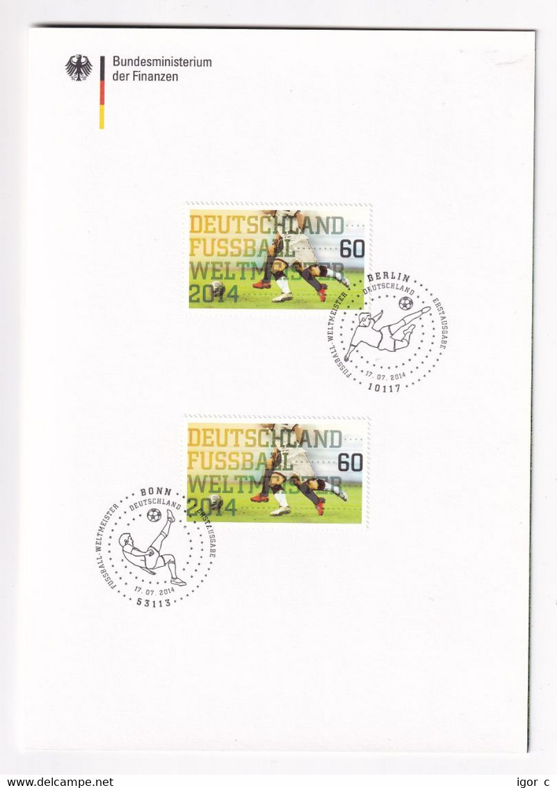 Germany 2014 Folder: Football Fussball Soccer Calcio FIFA World Cup Brasil Brazil 2014 2 Different Special Cancellations - 2014 – Brasile