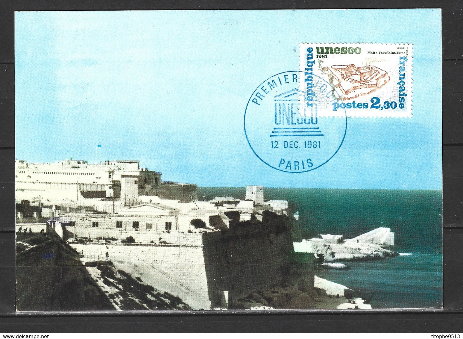FRANCE. Timbre De Service N°70 De 1981 Sur Carte Maximum. Fort Saint-Elme à Malte. - Châteaux