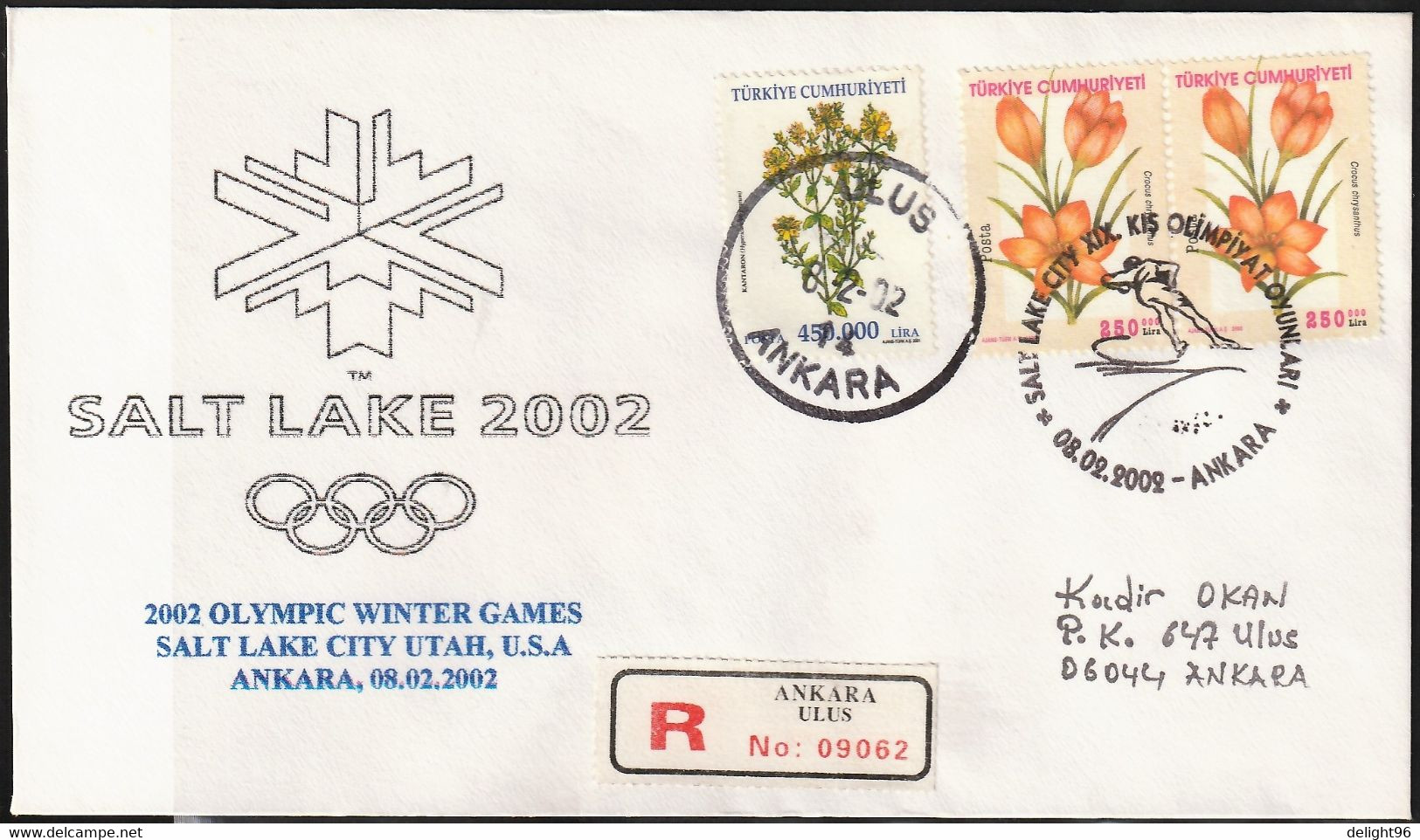 2002 Turkey Winter Olympic Games In Salt Lake City Commemorative Cover And Cancellation - Winter 2002: Salt Lake City