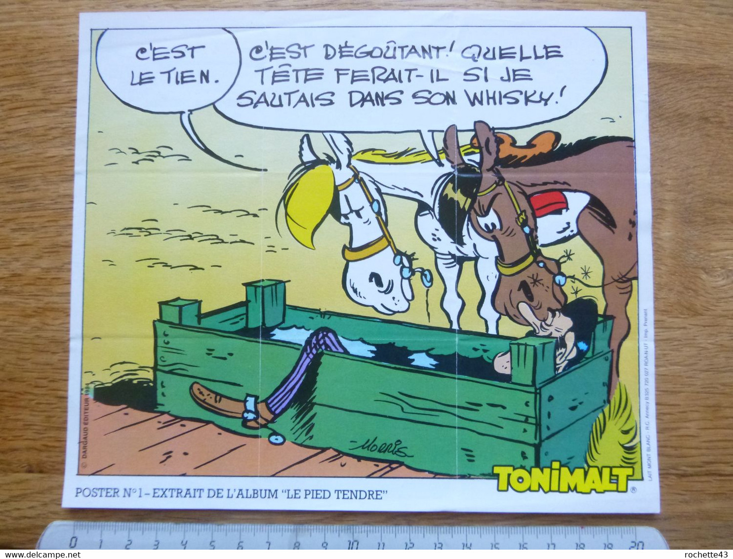 Poster LUCKY LUKE Publicite TONIMALT 1984 Document Original - Illustrateur MORRIS - N° 1 - Tout Le Monde Descend - Lucky Luke