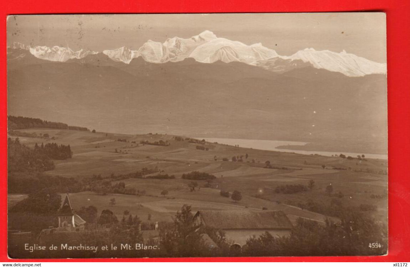 DAH-25 Eglise De  Marchissy  Et Le Mont-Blanc Epicerie Muller 4594 Sepia - Marchissy