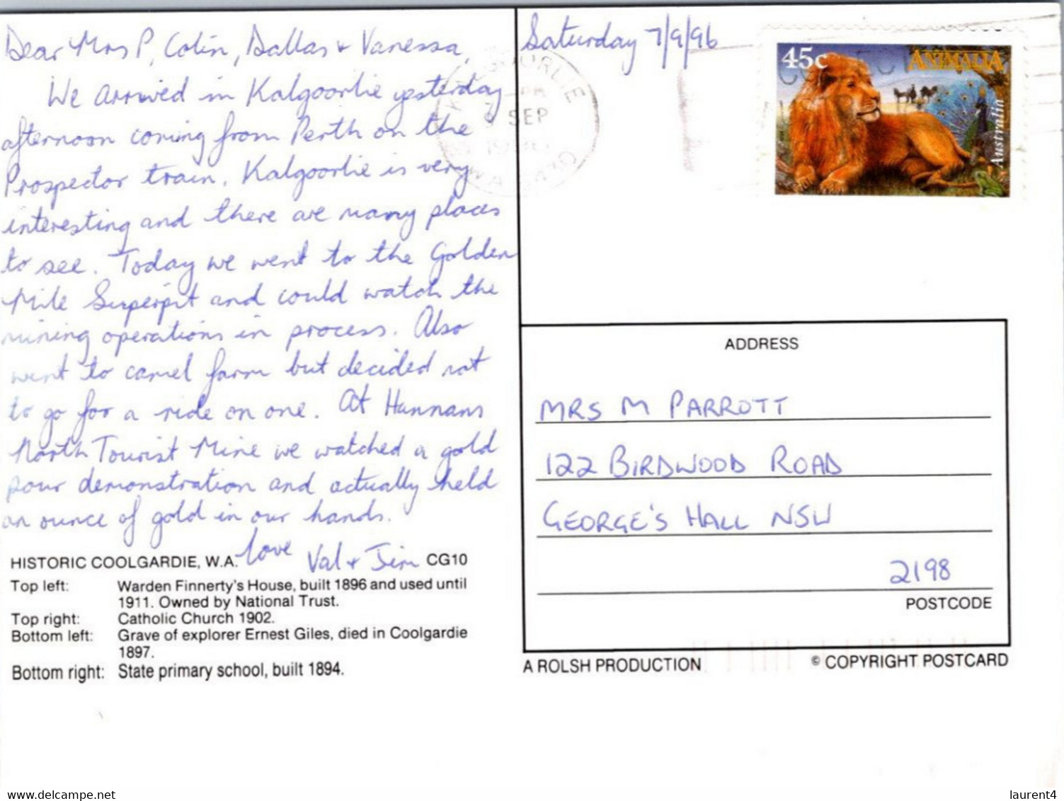 (3 Oø 21) Australia - WA  (posted With Lion Stamp) Historic Coolgardie - Kalgoorlie / Coolgardie