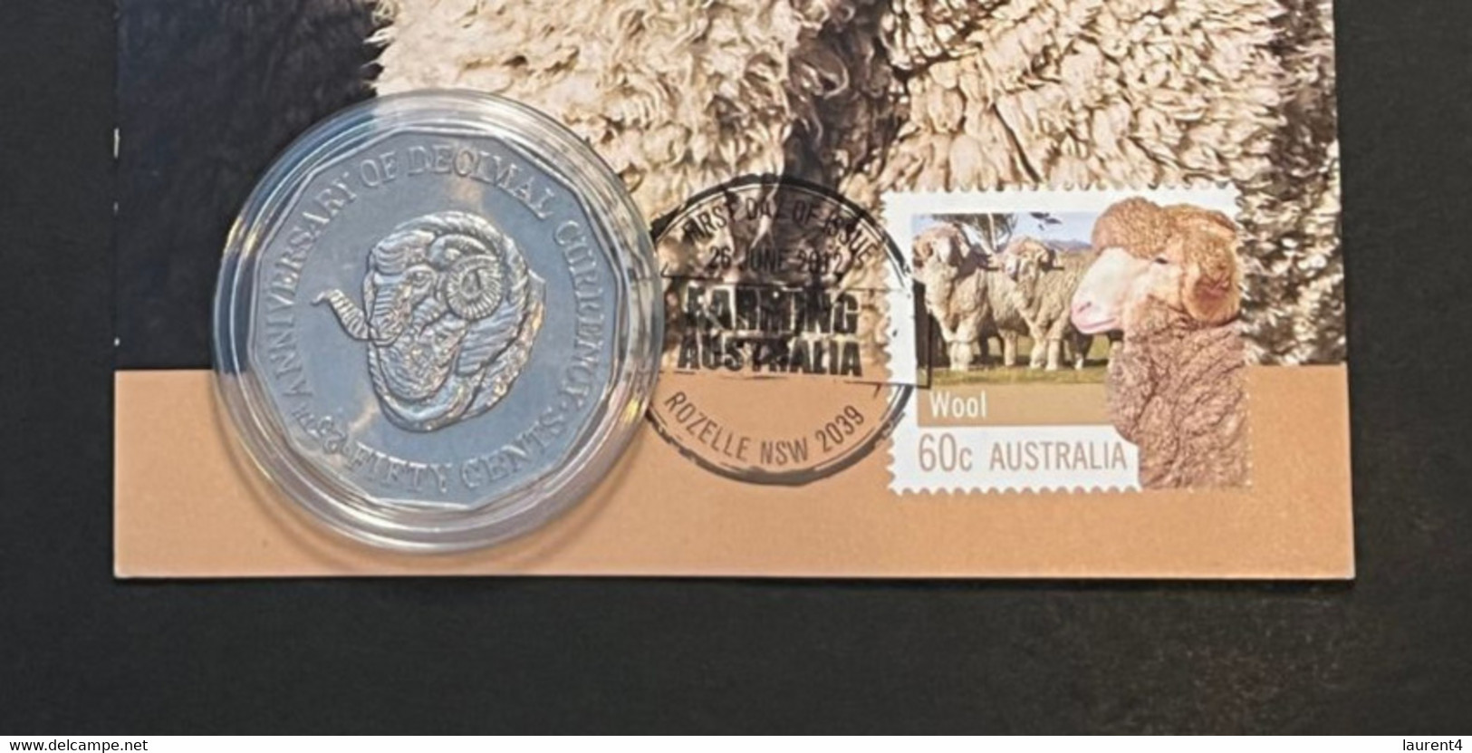 (3 Oø 25 A) Merino Sheep Farming Maxicard 2012  - With 50cents 1991 "Sheep" Coin - 50 Cents