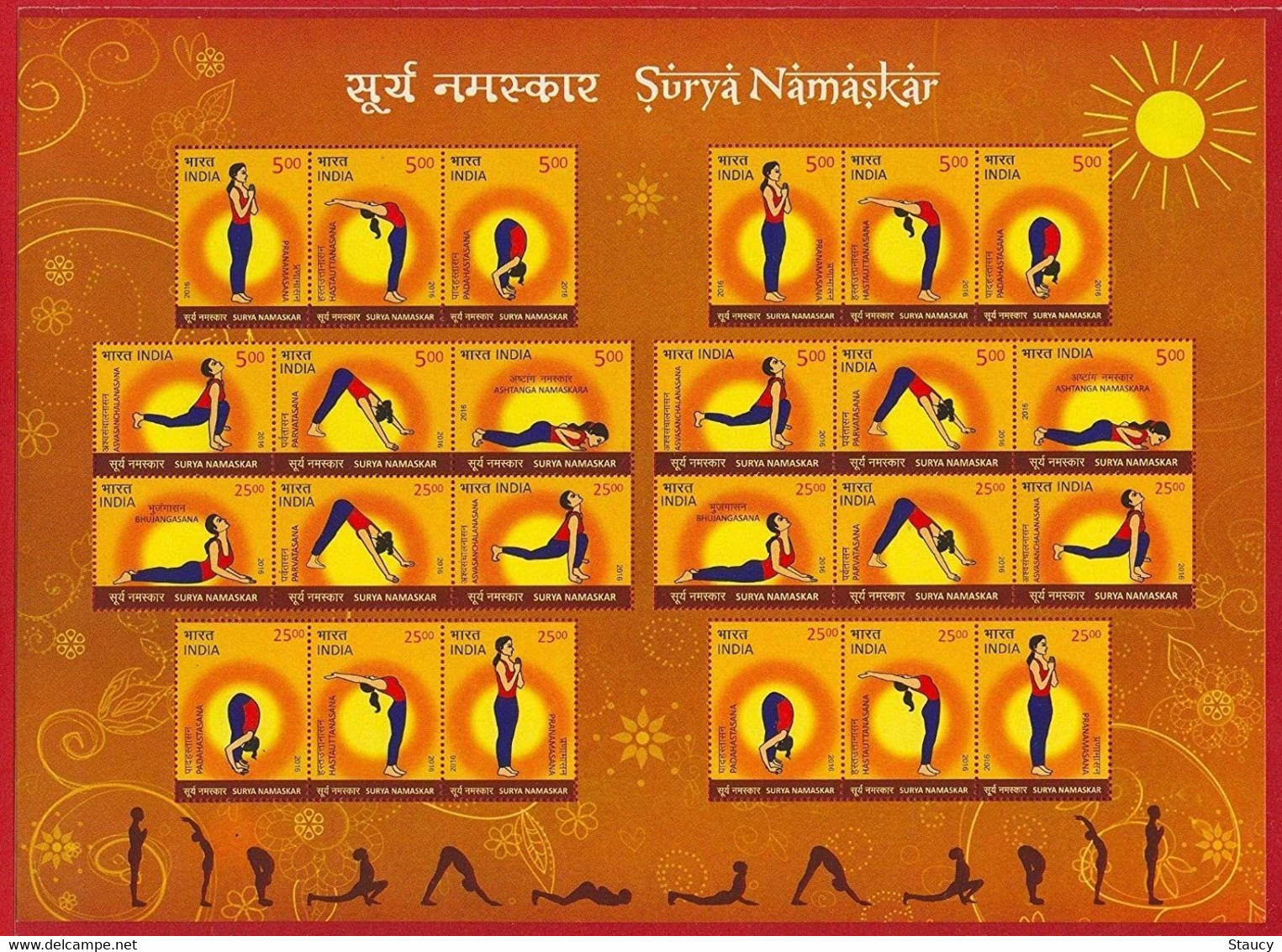 INDIA 2016 Surya Namaskar Yoga Health Fitness Sheetlet MNH - Autres & Non Classés