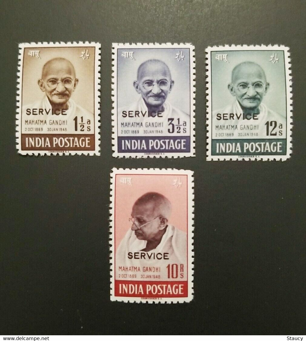 India 1948 Mahatma Gandhi Mourning Replica 4v SET "Service" Overprint (SGO150a - SGO150d) With MARGINS MINT As Per Scan - Neufs