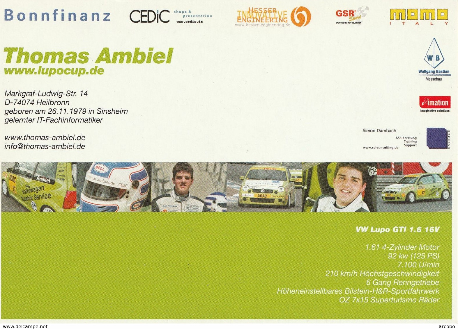 Thomas Ambiel Signiert VW LUPO - Automobilismo - F1