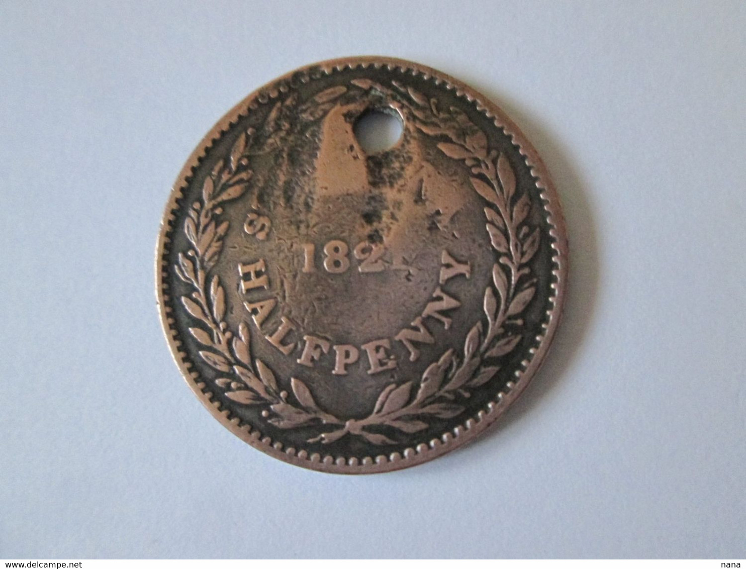 Saint Helena Island-Half Penny 1821 Holed Cooper Coin See Pictures - Sainte-Hélène