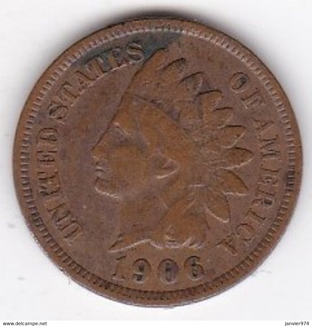 Etats-Unis . One Cent 1906 . Indian Head - 1859-1909: Indian Head