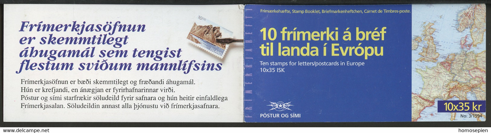 Islande - Island - Iceland Carnet 1994 Y&T N°C753 - Michel N°MH800 *** - 35k EUROPA - Booklets