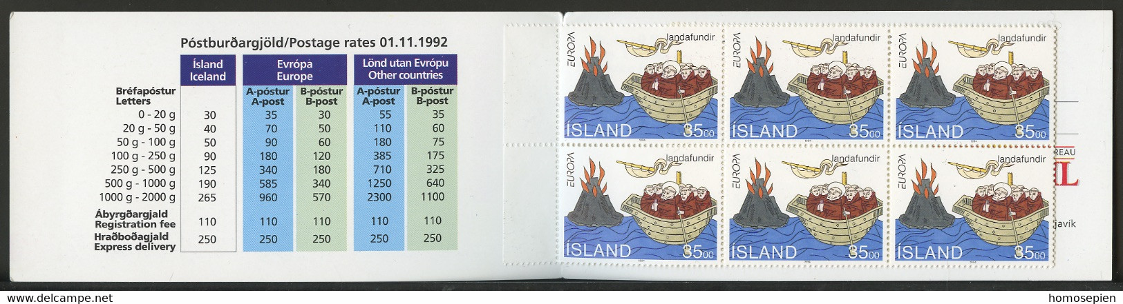 Islande - Island - Iceland Carnet 1994 Y&T N°C753 - Michel N°MH800 *** - 35k EUROPA - Booklets