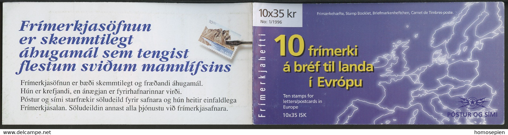 Islande - Island - Iceland Carnet 1996 Y&T N°C797 - Michel N°MH844 *** - 35k EUROPA - Booklets