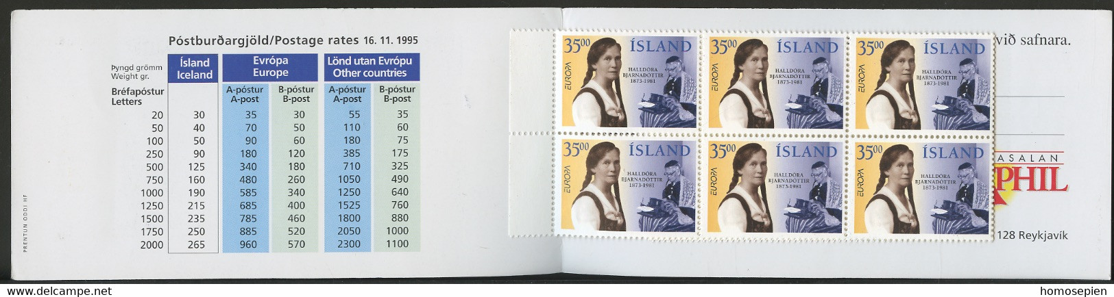 Islande - Island - Iceland Carnet 1996 Y&T N°C797 - Michel N°MH844 *** - 35k EUROPA - Booklets