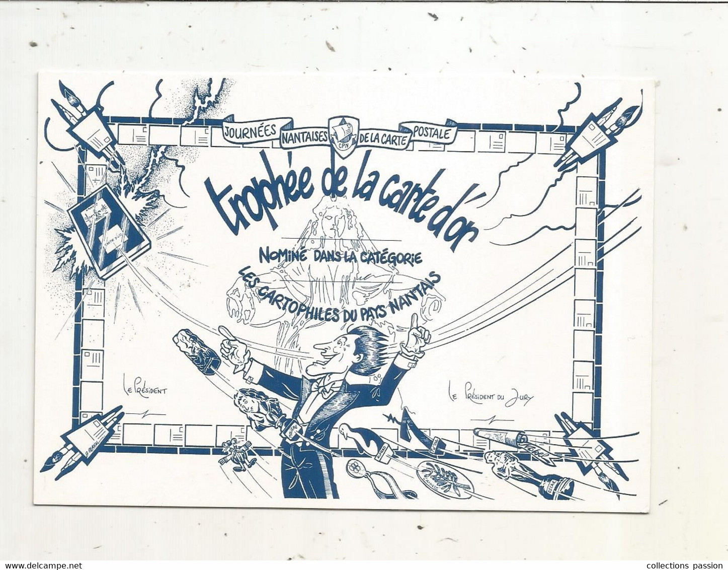 Cp, Bourses & Salons De Collections, Journées Nantaises De La Carte Postale, 2000, Trophée De La Carte D'Or, écrite - Sammlerbörsen & Sammlerausstellungen