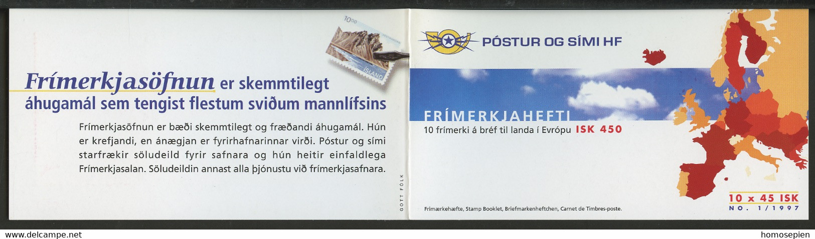 Islande - Island - Iceland Carnet 1997 Y&T N°C825 - Michel N°MH872 *** - 45k EUROPA - Booklets