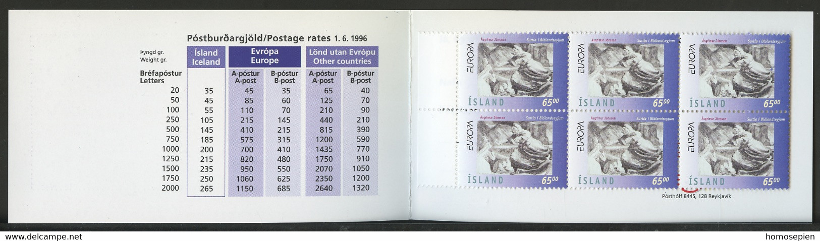 Islande - Island - Iceland Carnet 1997 Y&T N°C826 - Michel N°MH873 *** - 65k EUROPA - Booklets