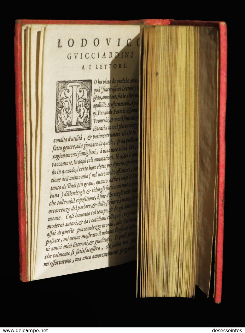 [ITALIA VENEZIA FILOSOFI EROTISMO] GUICCIARDINI - Detti Et Fatti Piacevoli Et Gravi Di Diversi Principi Filosofi. 1581. - Jusque 1700