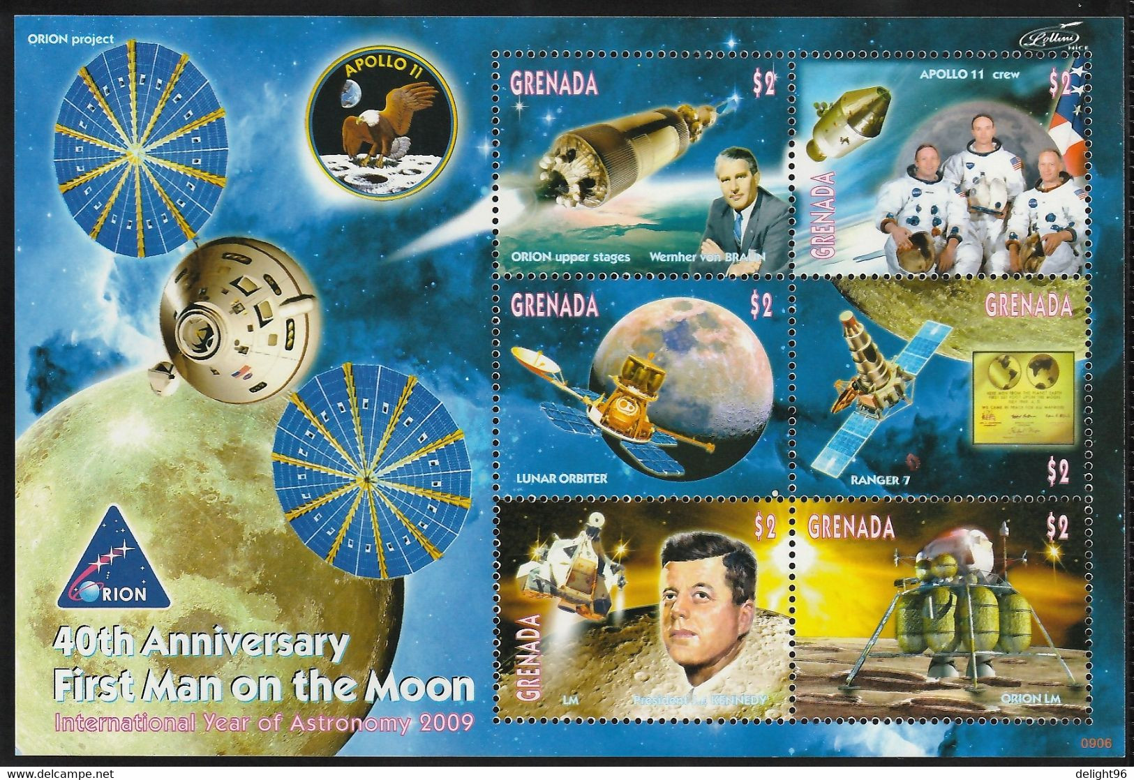 2009 Grenada 40th Anniversary Of Moon Landing Minisheet (** / MNH / UMM) - Amérique Du Nord