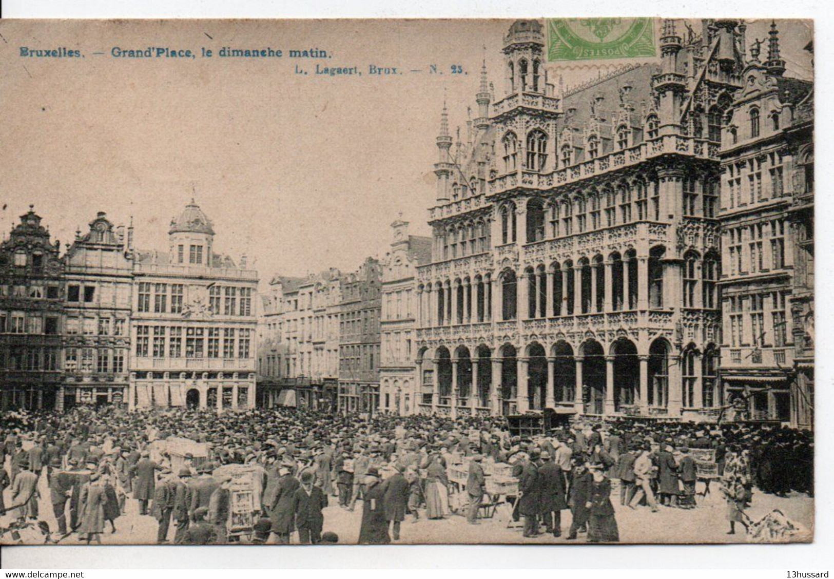 Carte Postale Ancienne Bruxelles - Grand Place Le Dimanche Matin - Marché - Places, Squares