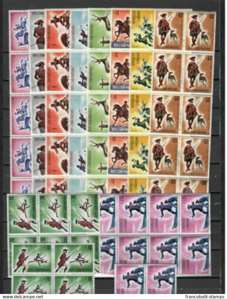 S32563 DEALER STOCK SAN MARINO 1961 MNH** Caccia Antica 10v (X10 SETS) - Collezioni & Lotti