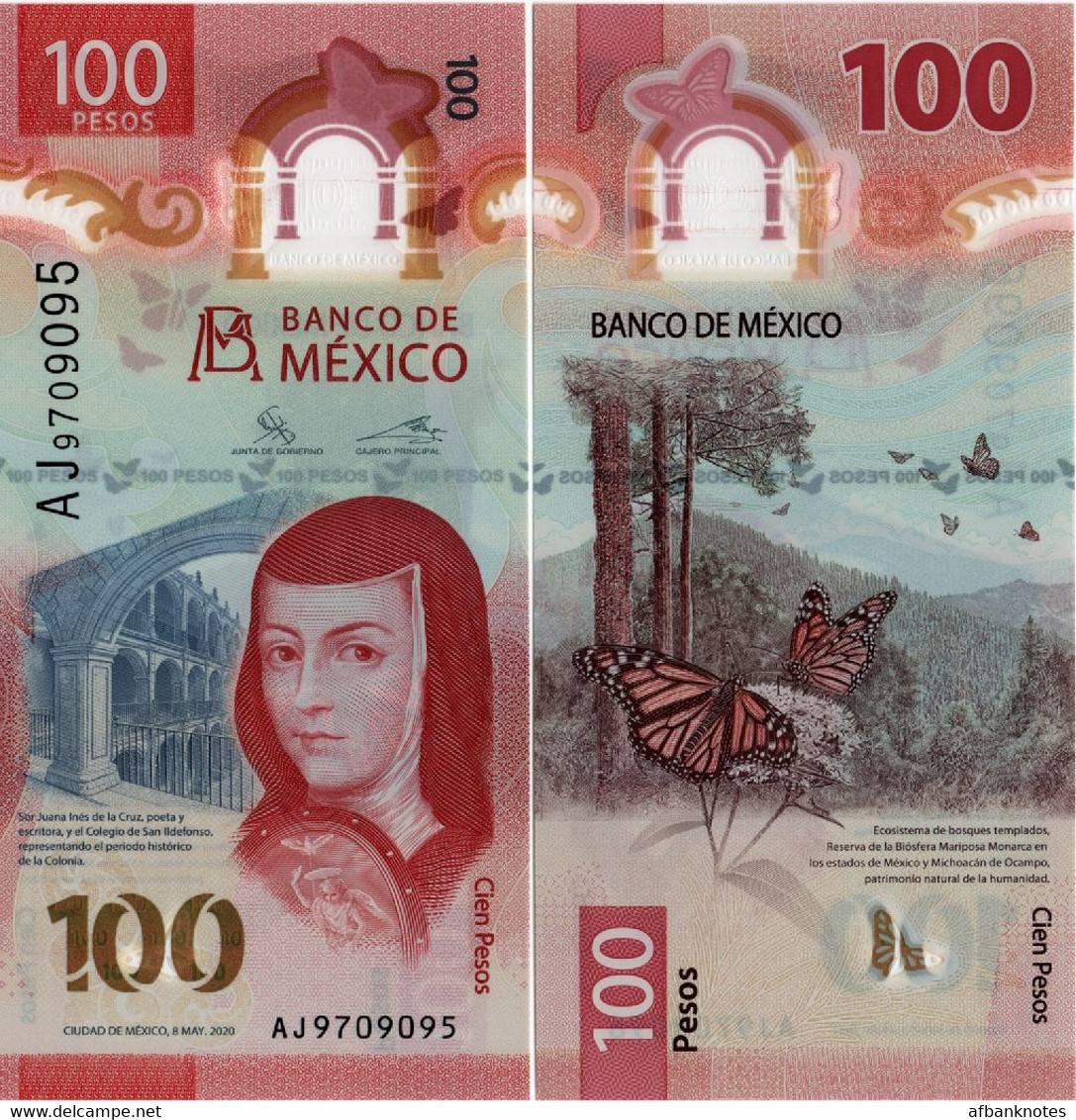 MEXICO        100 Pesos       P-W134       8.5.2020       UNC  [sign. Esquivel - Prefix AJ] - Mexico