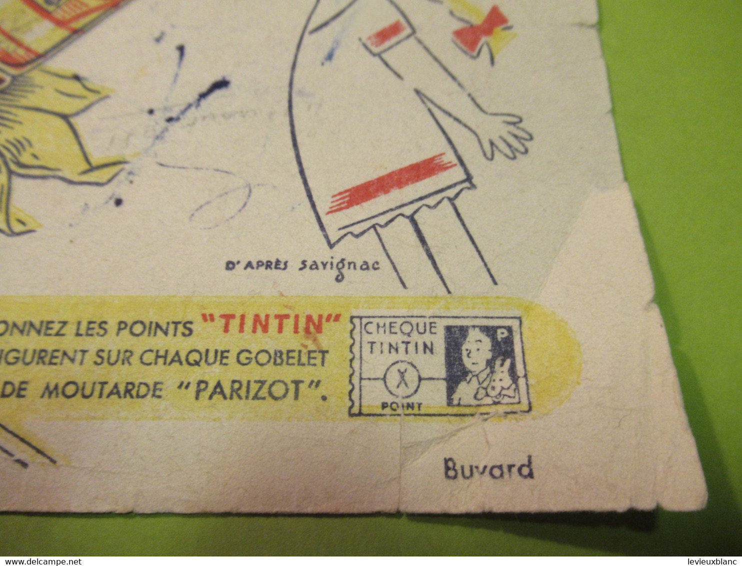 Buvard Ancien /moutarde/ PARIZOT /La Moutarde Parizot Dijon  Dans Son Verre Jonquille/ Chèque TINTIN/ Vers1955    BUV582 - Mosterd