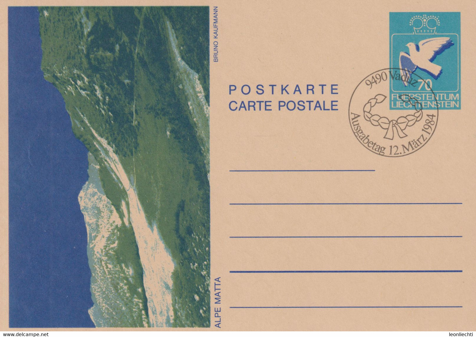 1987 Postkarte, Alpe Matta V. Bruno Kaufmann, Mi LI P 83, ET Gestempelt - Interi Postali