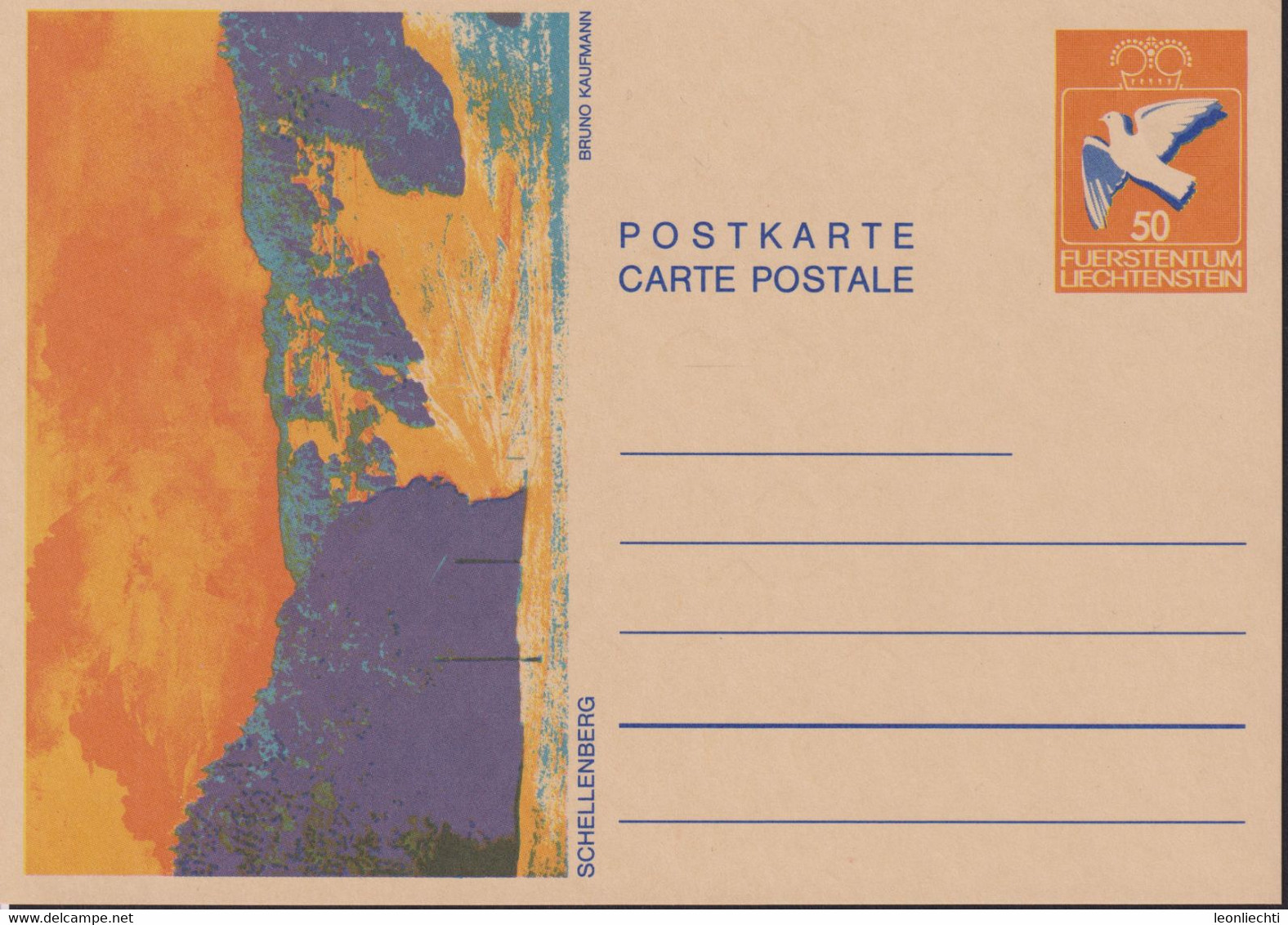 1987 Postkarte, Schellenberg V. Bruno Kaufmann, Mi LI P 82, - Entiers Postaux