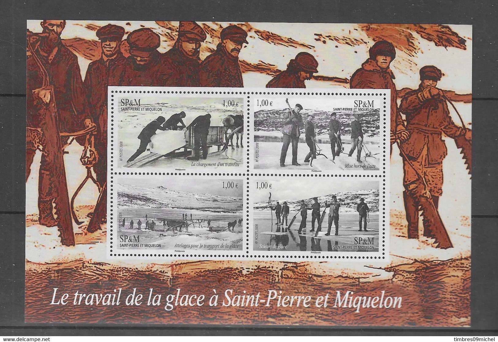 Saint-Pierre-et-Miquelon Bloc Feuillet N°13 ** Neuf Sans Charnière Le Travail De La Glace à Saint Pierre Et Miquelon - Blocks & Sheetlets