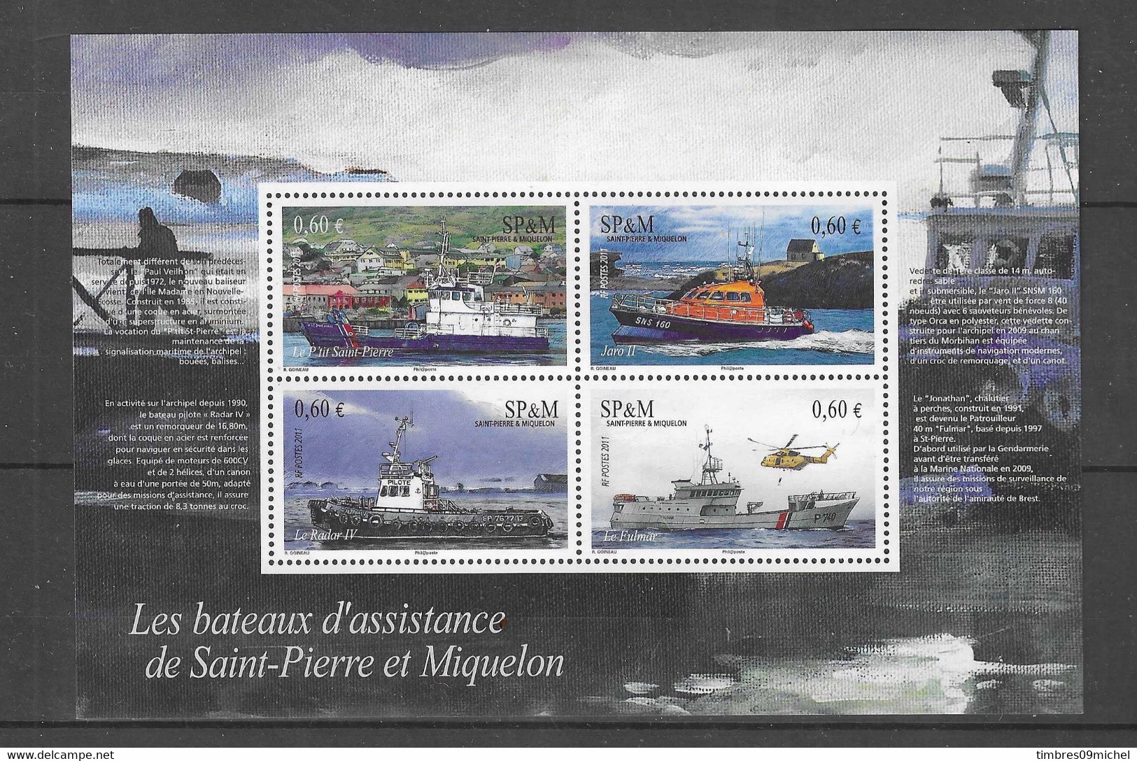 Saint-Pierre-et-Miquelon Bloc Feuillet N°17 ** Neuf Sans Charnière  Bateaux D'assistance De Saint Pierre Et Miquelon - Hojas Y Bloques