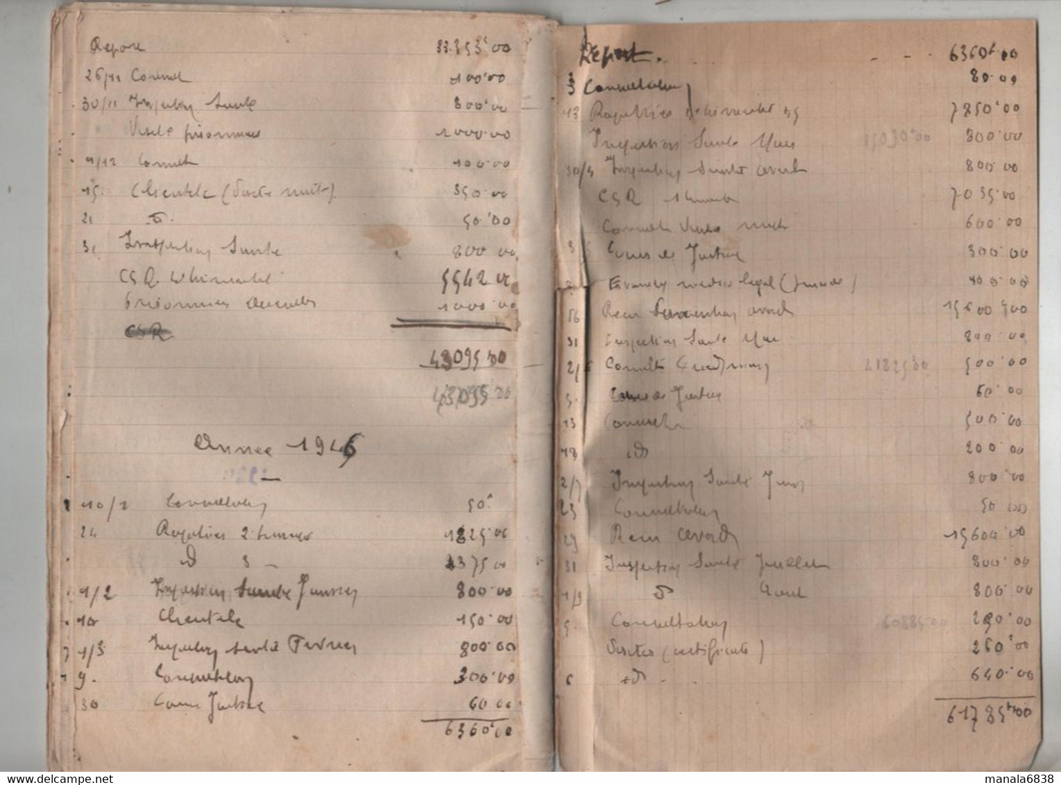Livre De Comptes Médecin De 1938 à 1946 - Manoscritti