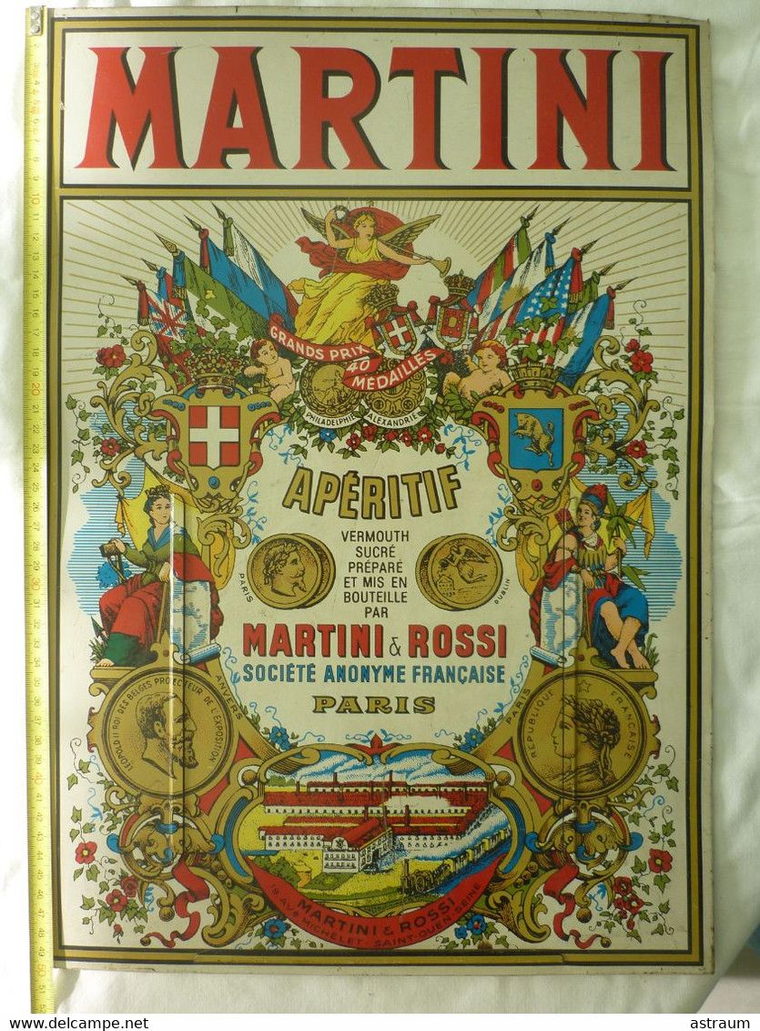 Plaque Metal Originale Publicite Martini Rossi  Porte Menu ( Avant 1914 ) Carnaud - Format 50 X 35 Cm Bel état - Sonstige & Ohne Zuordnung