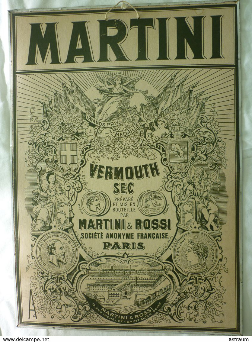 Plaque Metal Originale Publicite Martini Rossi  Porte Menu ( Avant 1914 ) Carnaud - Format 50 X 35 Cm Bel état - Sonstige & Ohne Zuordnung