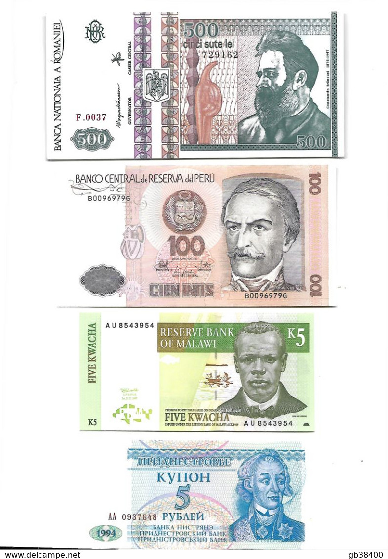 4 BILLETS DU MONDE REF 11.33 - Kilowaar - Bankbiljetten