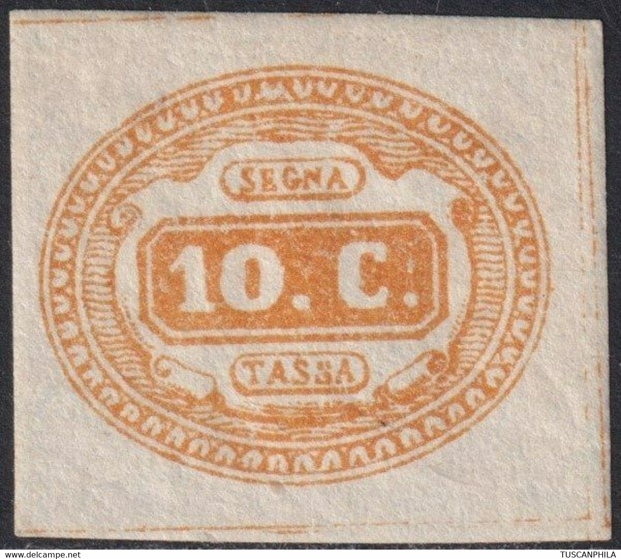 Segnatasse 10 C. Arancio Molto Ben Marginato Integro Molto Raro Lusso Certificato - Sassone N.1b - Taxe