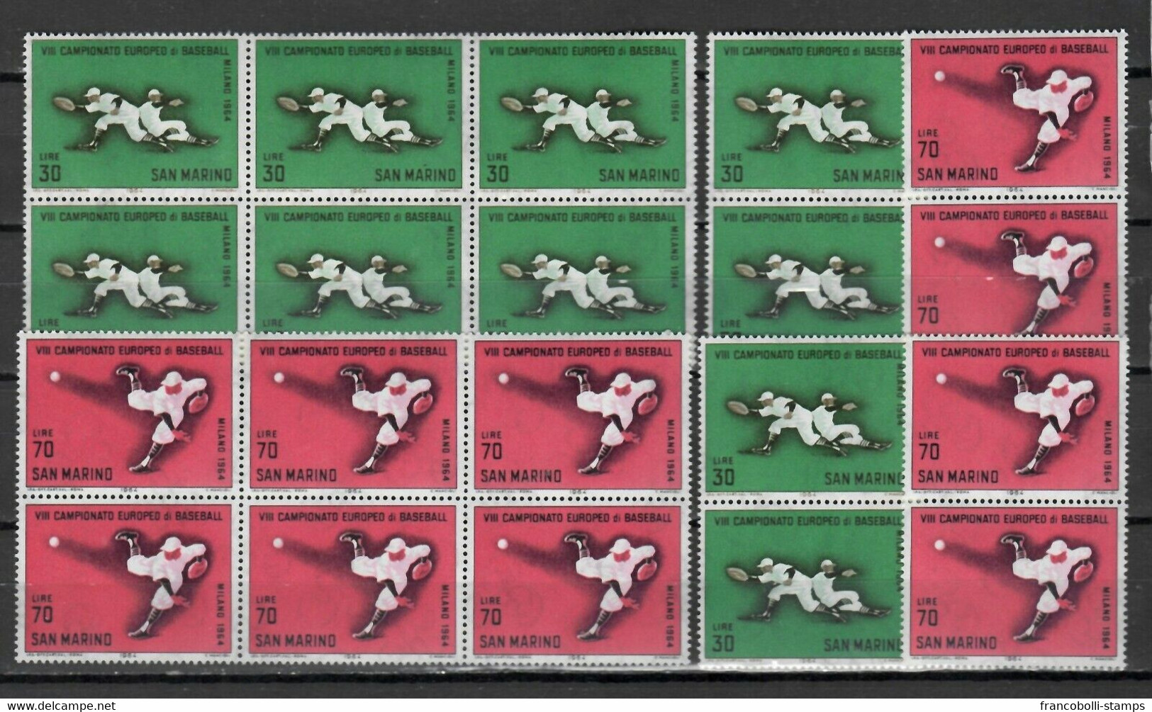 14371) DEALER STOCK SAN MARINO 1964 MNH** European Ch. Baseball 2v (X 10 SETS) - Collections, Lots & Series